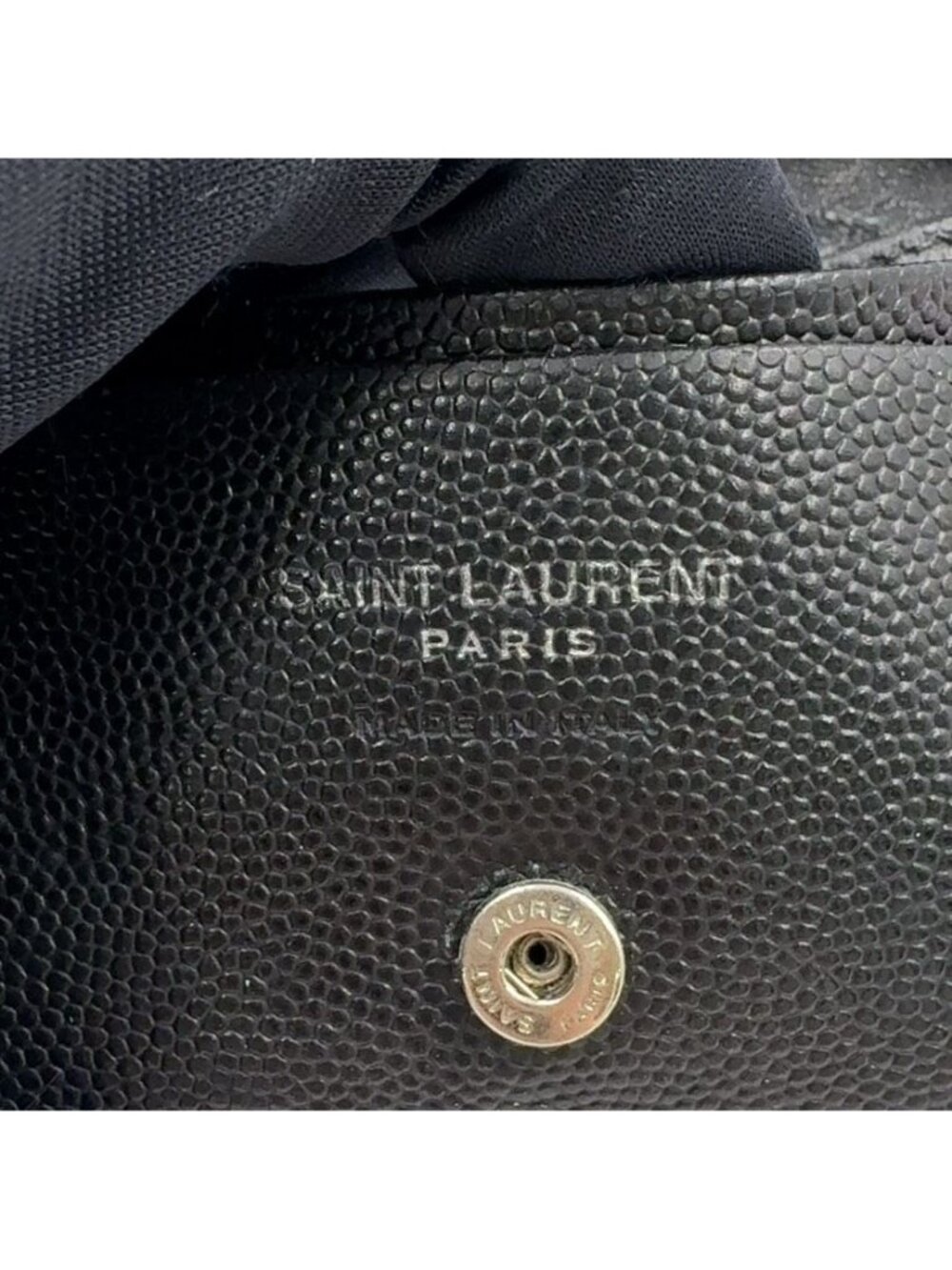Saint Laurent Paris YSL Stitch Compact Fold Wallet Leather Black Silver - Picture 4 of 15